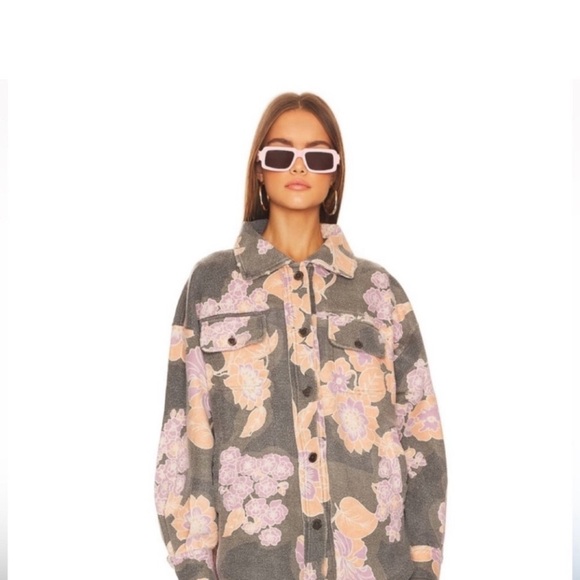 NWT Free People oversized Printed Ruby Jacket in Charcoal - Picture 9 of 13
